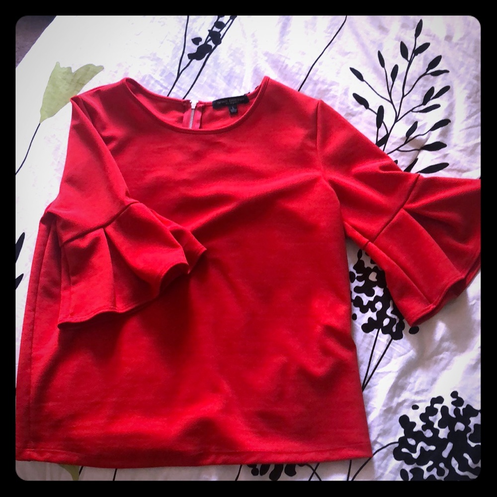 Red Shirt with Short Bell Sleeves